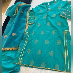 3 piece blue ethnic brand pakistani suit